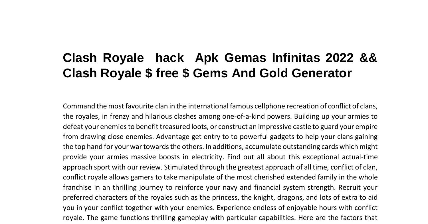 Clash Royale hack Apk Gemas Infinitas 2022.pdf DocDroid
