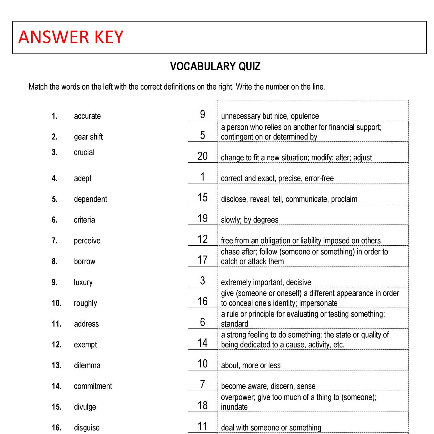 assignment day answer key