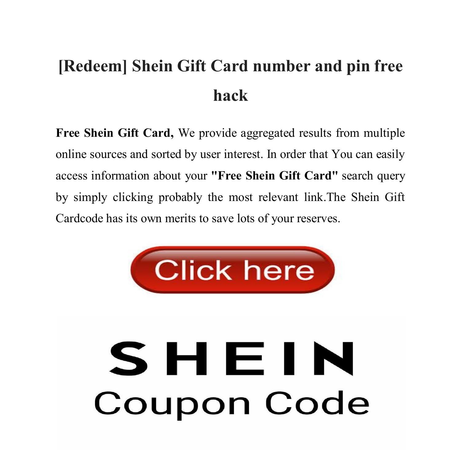 redeem shein gift card number and pin free hack pdf