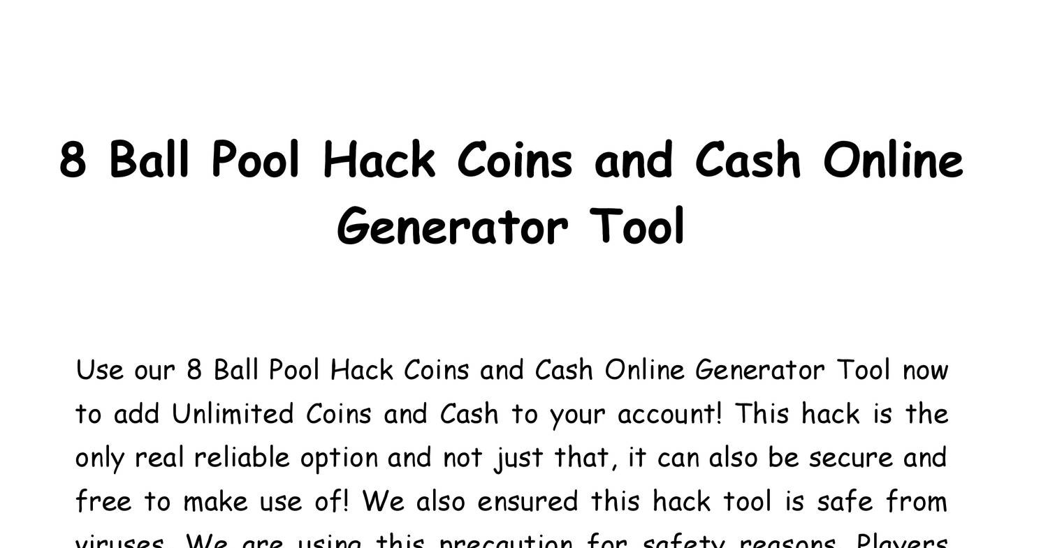 8 Ball Pool Hack Coins And Cash Online Generator Tool Pdf Docdroid