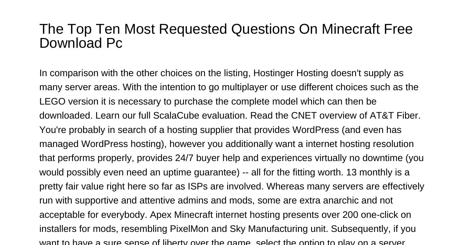The Top Nine Most Requested Questions About Minecraft Free Download ...