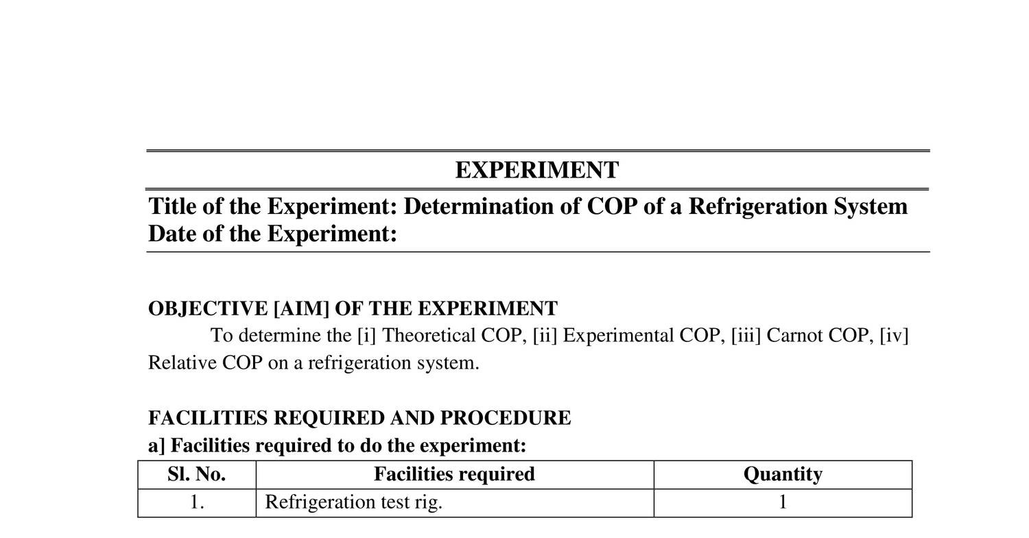 Determination of COP of a Refrigeration System.pdf | DocDroid