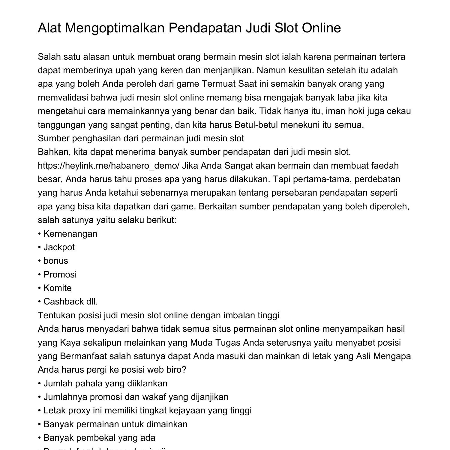 Cara Mengoptimalkan Pendapatan Judi Slot Onlinekbvio.pdf.pdf | DocDroid