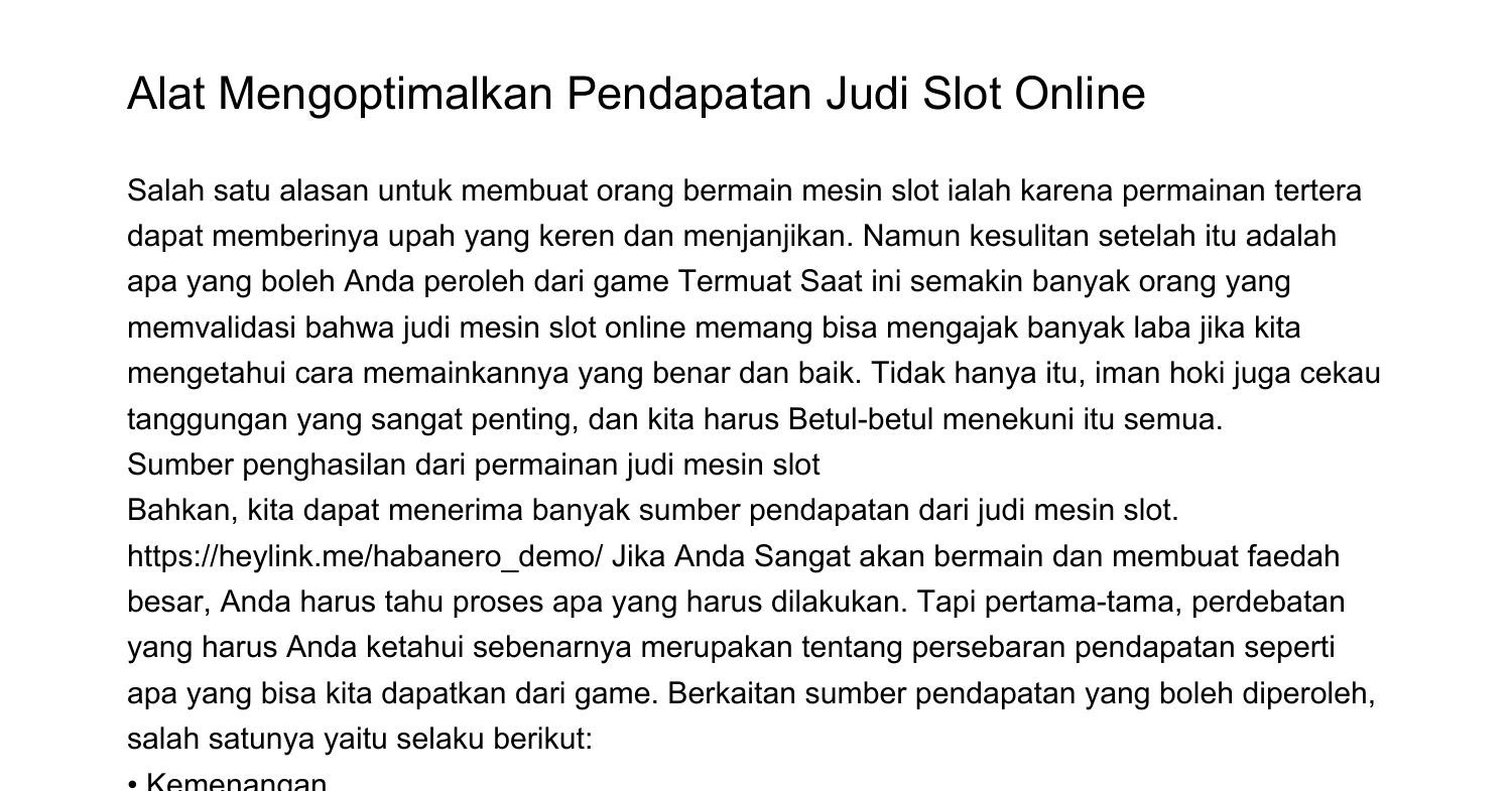Cara Mengoptimalkan Pendapatan Judi Slot Onlinekbvio.pdf.pdf | DocDroid