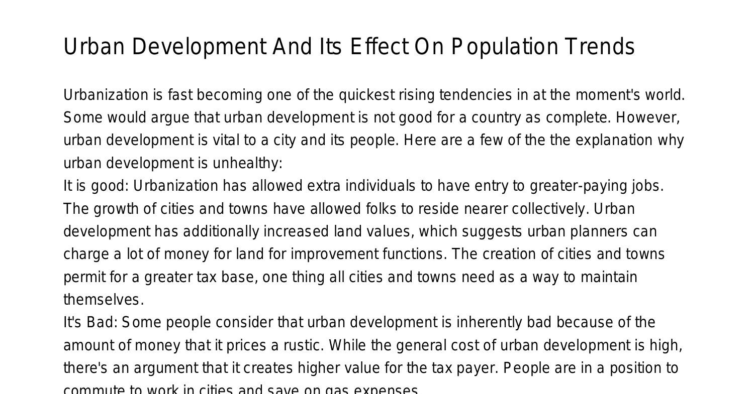 Urban Development And Its Effect On Population Trendselsna pdf pdf