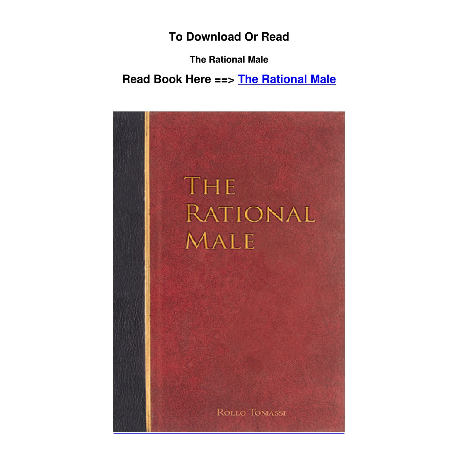 Download epub the rational male by rollo tomassi pdf docdroid