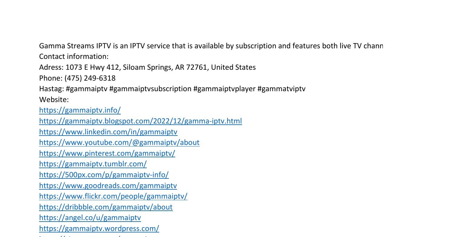 Gamma iptv xlsx docdroid