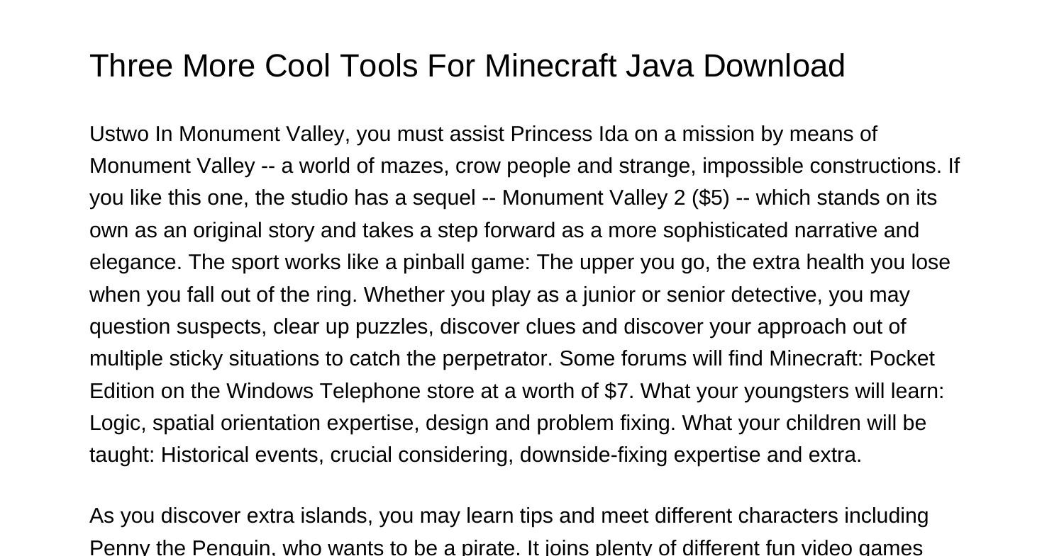 Three More Cool Tools For Minecraft Java Downloadrieky.pdf.pdf | DocDroid