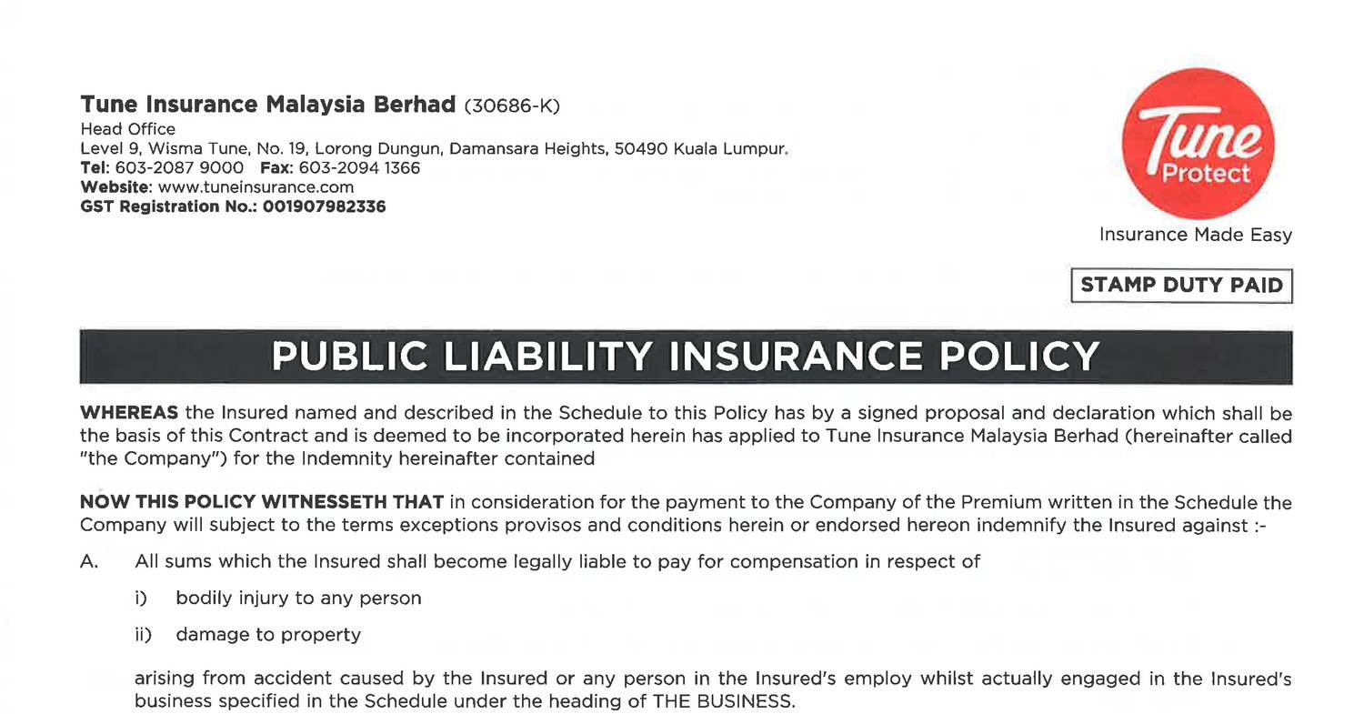 Public liability insurance malaysia