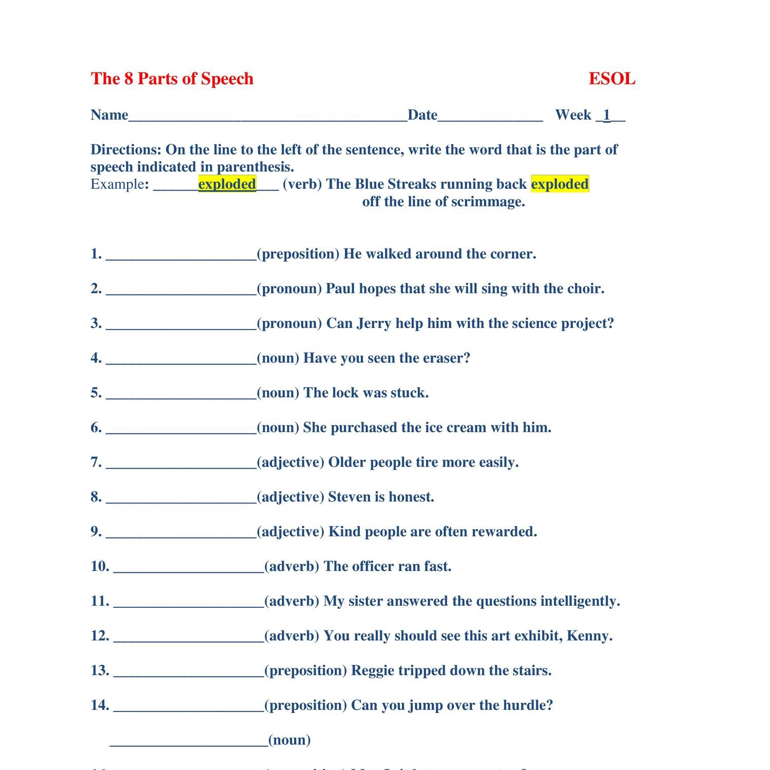 speech act worksheet