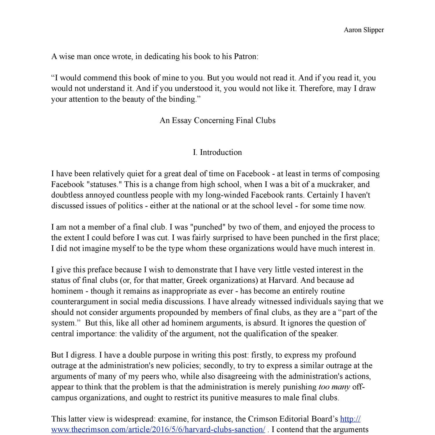 of the club essay pdf download