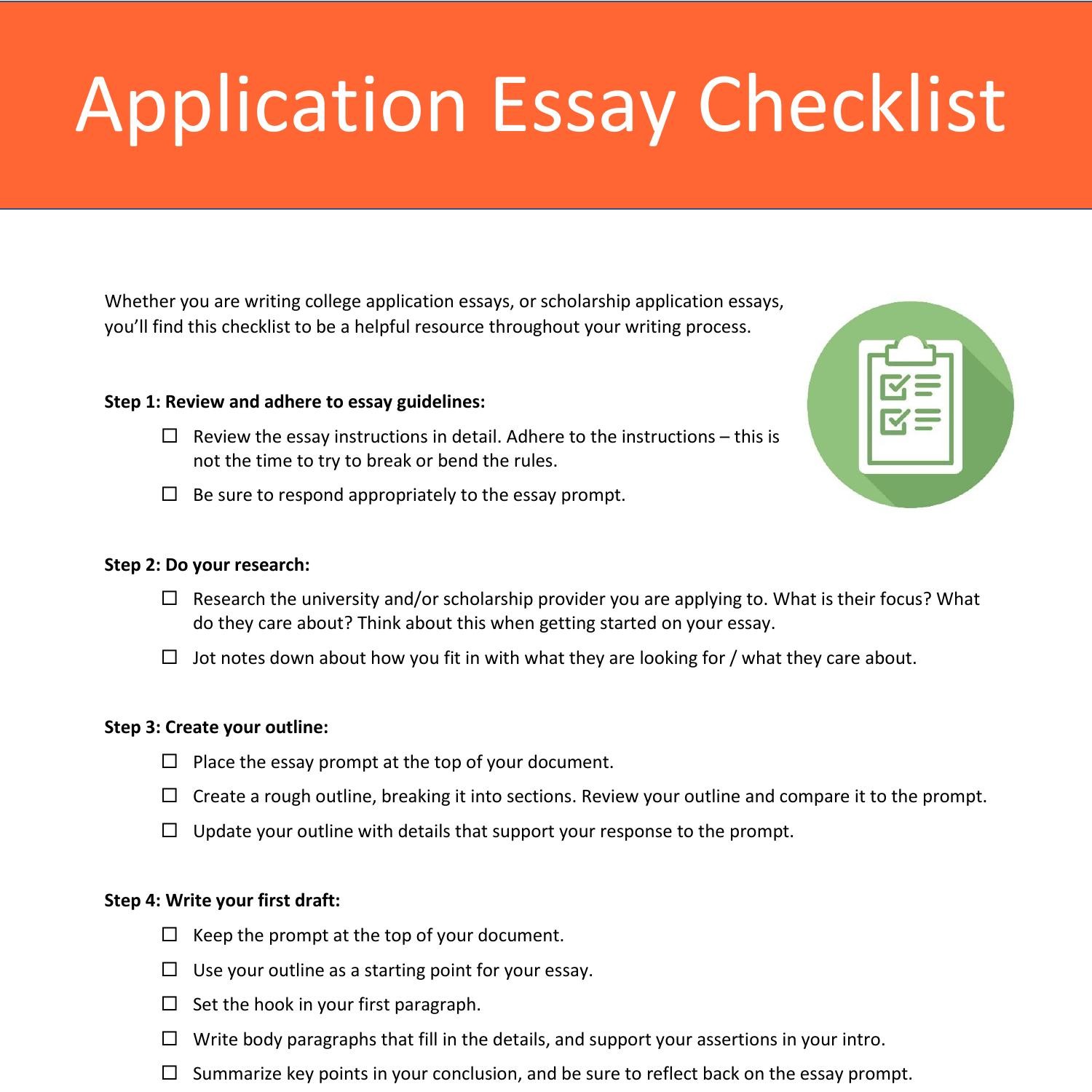 college essay checklist