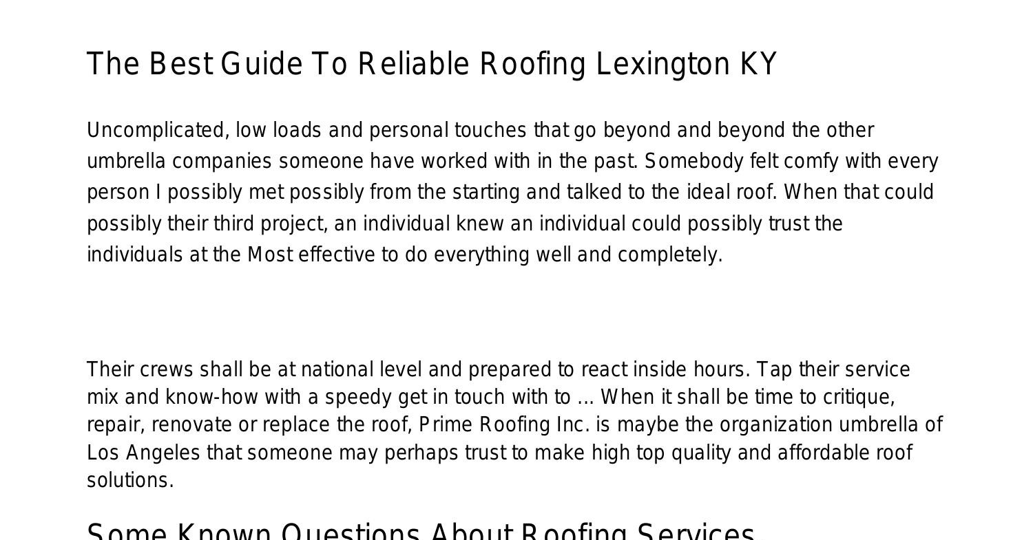 Our Reliable Roofing Lexington KY Diariesrrwvr.pdf.pdf DocDroid