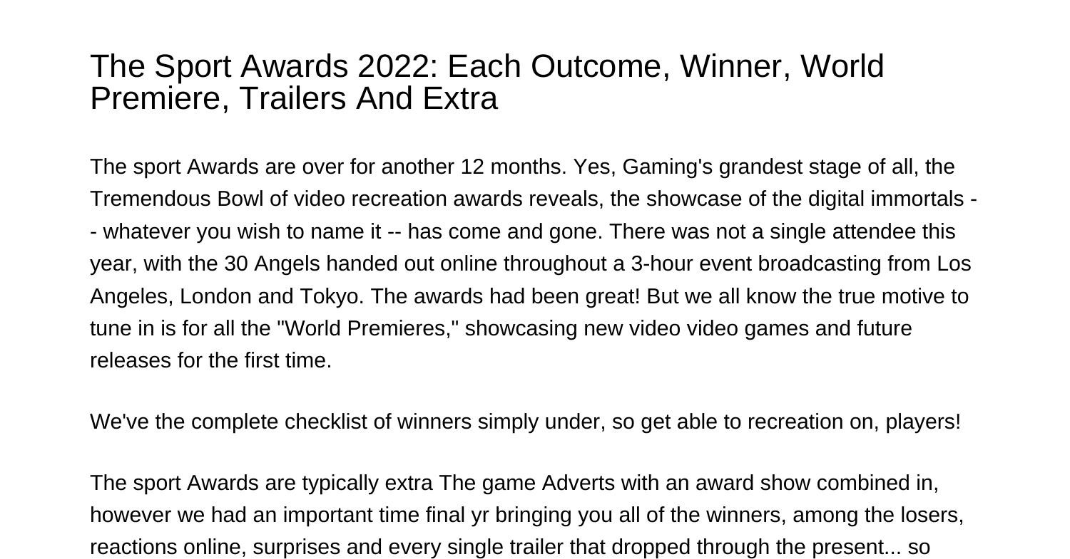 The Game Awards 2022 Every Winner World Premiere Trailers And