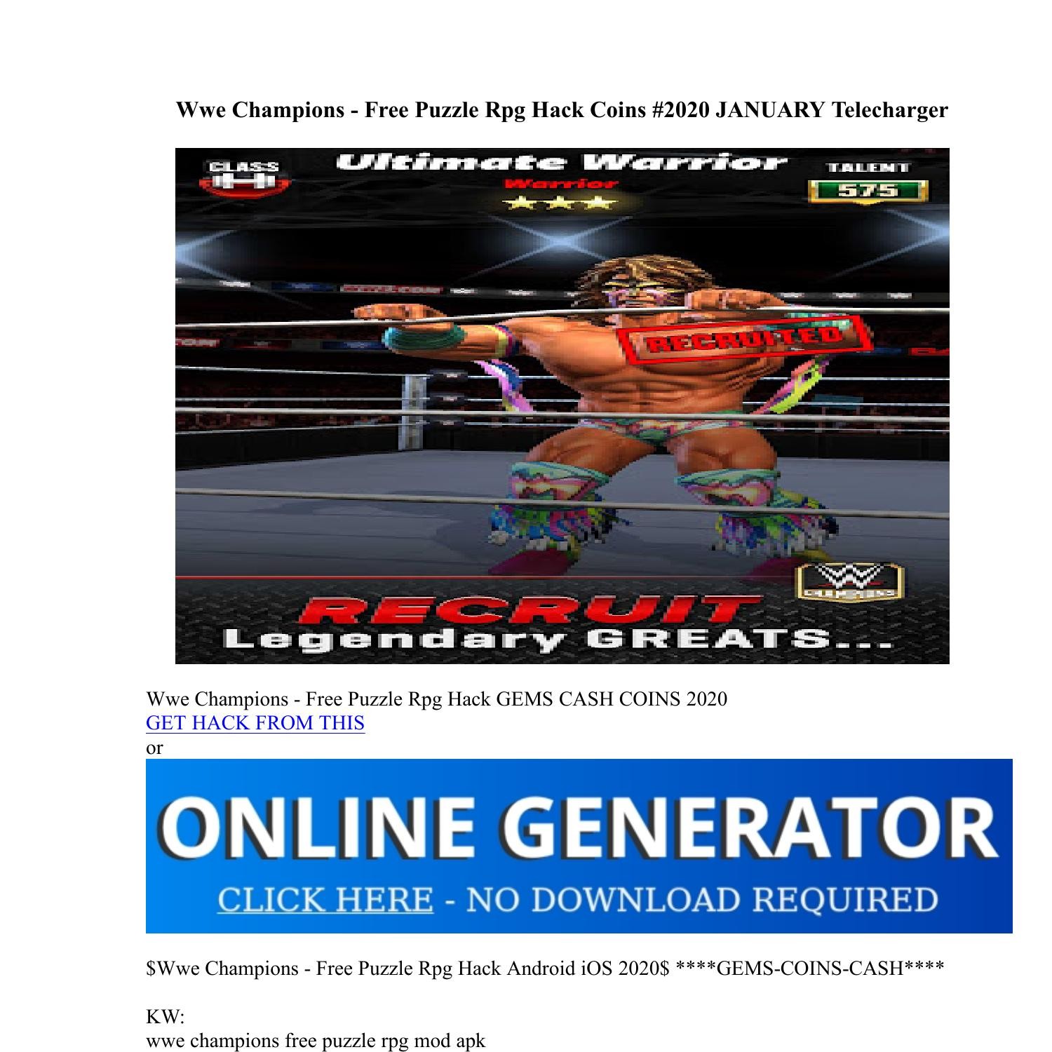 Wwe Champions Free Puzzle Rpg Hack Coins 2020 JANUARY Telecharger