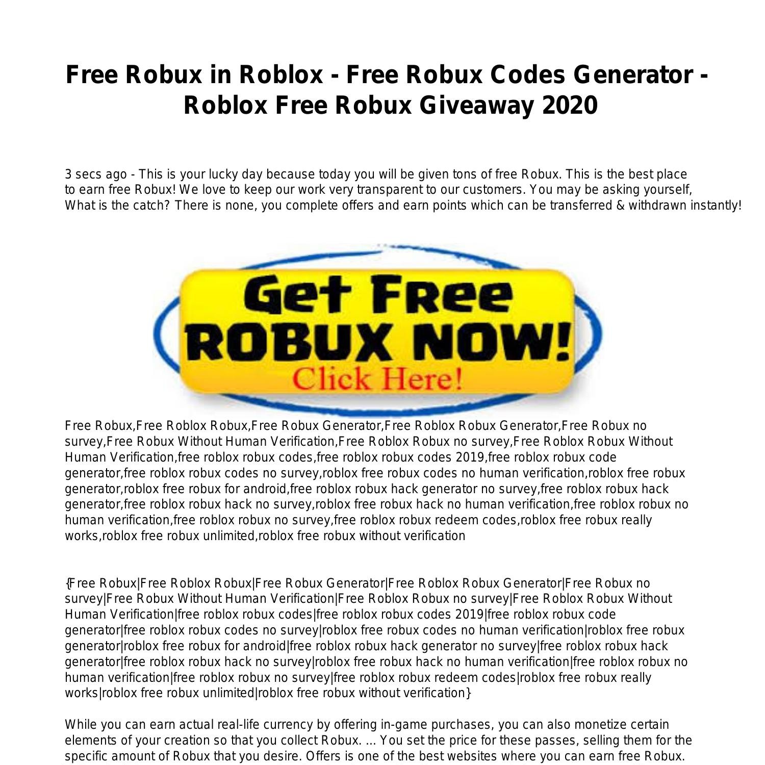 Free Robux In Roblox Free Robux Codes Generator Roblox Free Robux Giveaway 2020 Pdf Docdroid - free robux codes real no scam