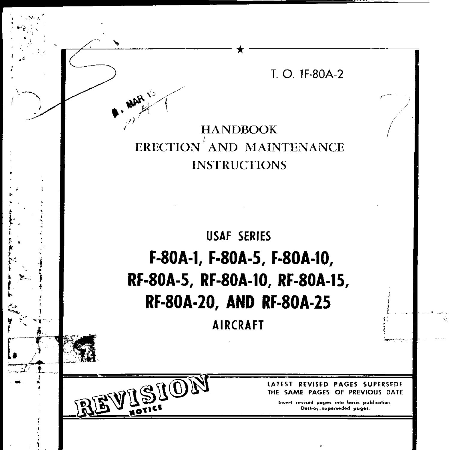 Lockheed F-80A-1-5-10 & RF-80A-5-10-15-20-25 Erection and Maintenance ...