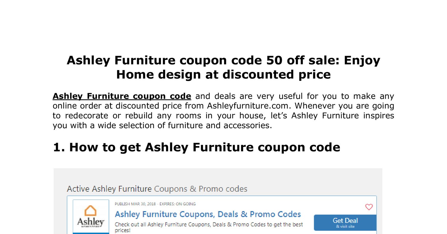 Ashley Furniture Coupon Code 50 Off Sale Docx Docdroid