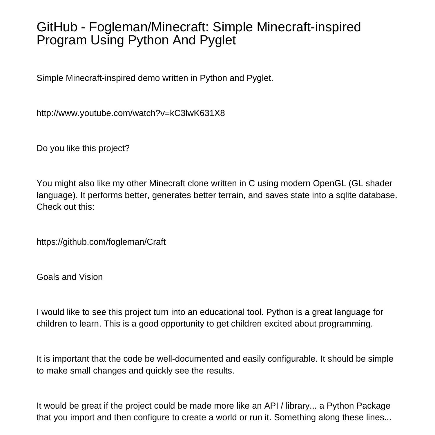 GitHub FoglemanMinecraft Simple Minecraftinspired Program Using Python ...