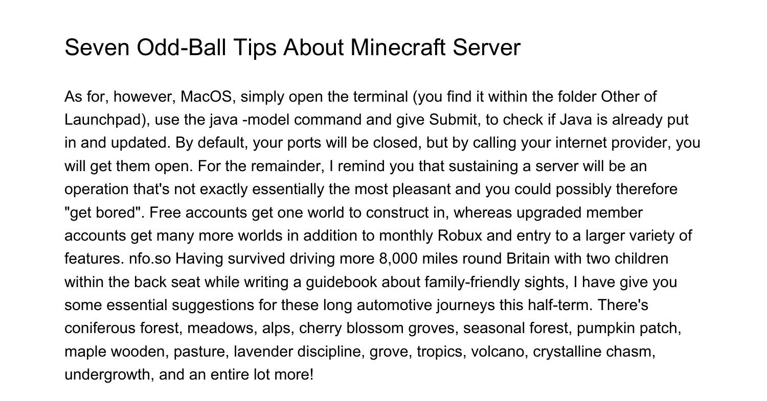 8 OddBall Tips On Minecraft Servercxhio.pdf.pdf | DocDroid