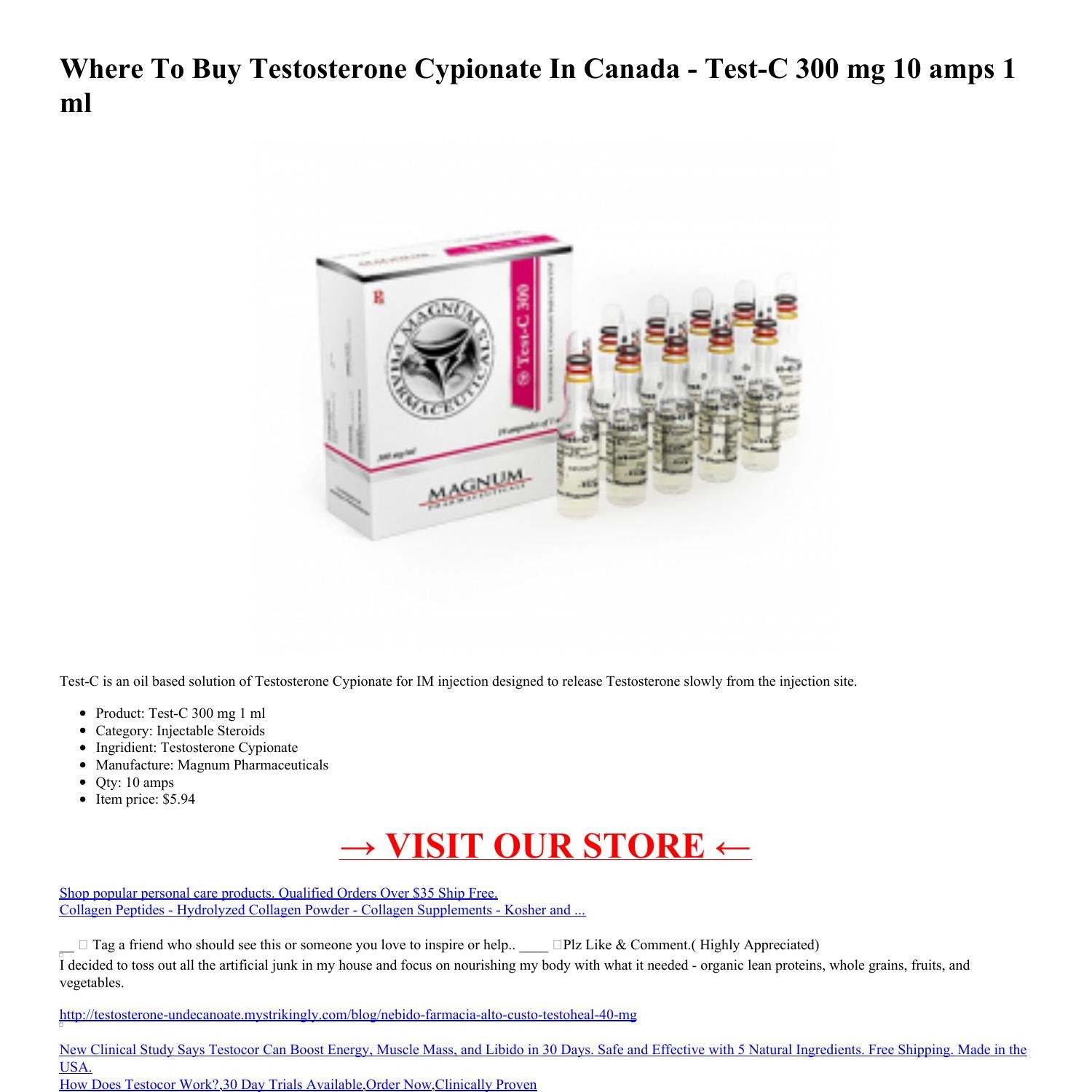 Where To Buy Testosterone Cypionate In Canada TestC 300 mg 10 amps 1