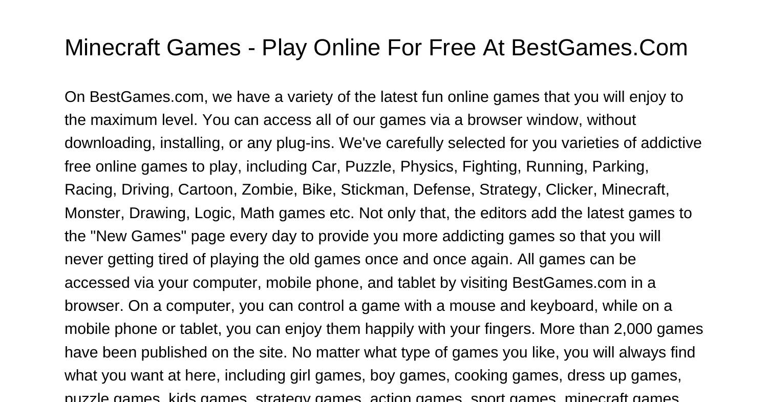 Minecraft Games Play Online For Free At BestGamesCommplqk.pdf.pdf ...
