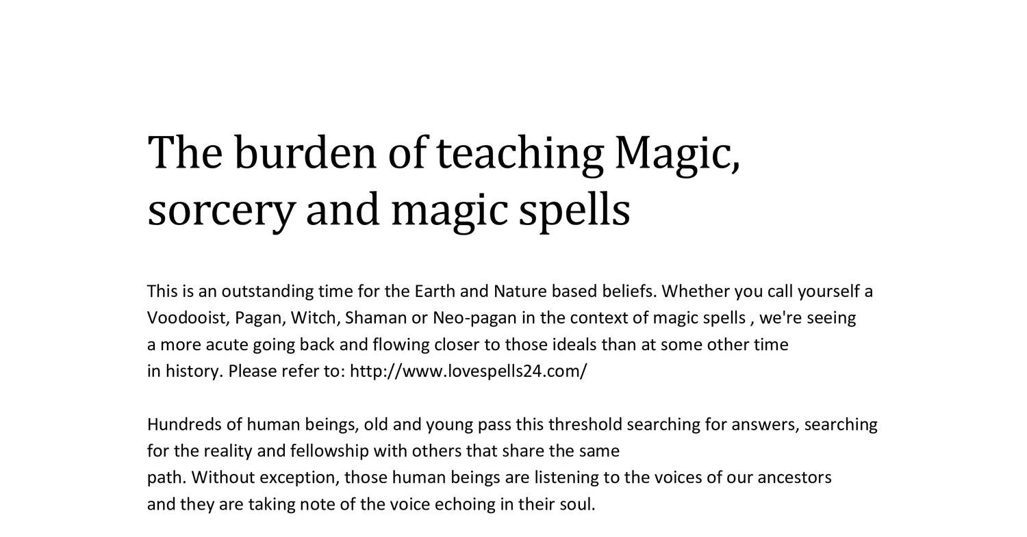 The burden of teaching Magic, sorcery and magic spells.pdf | DocDroid