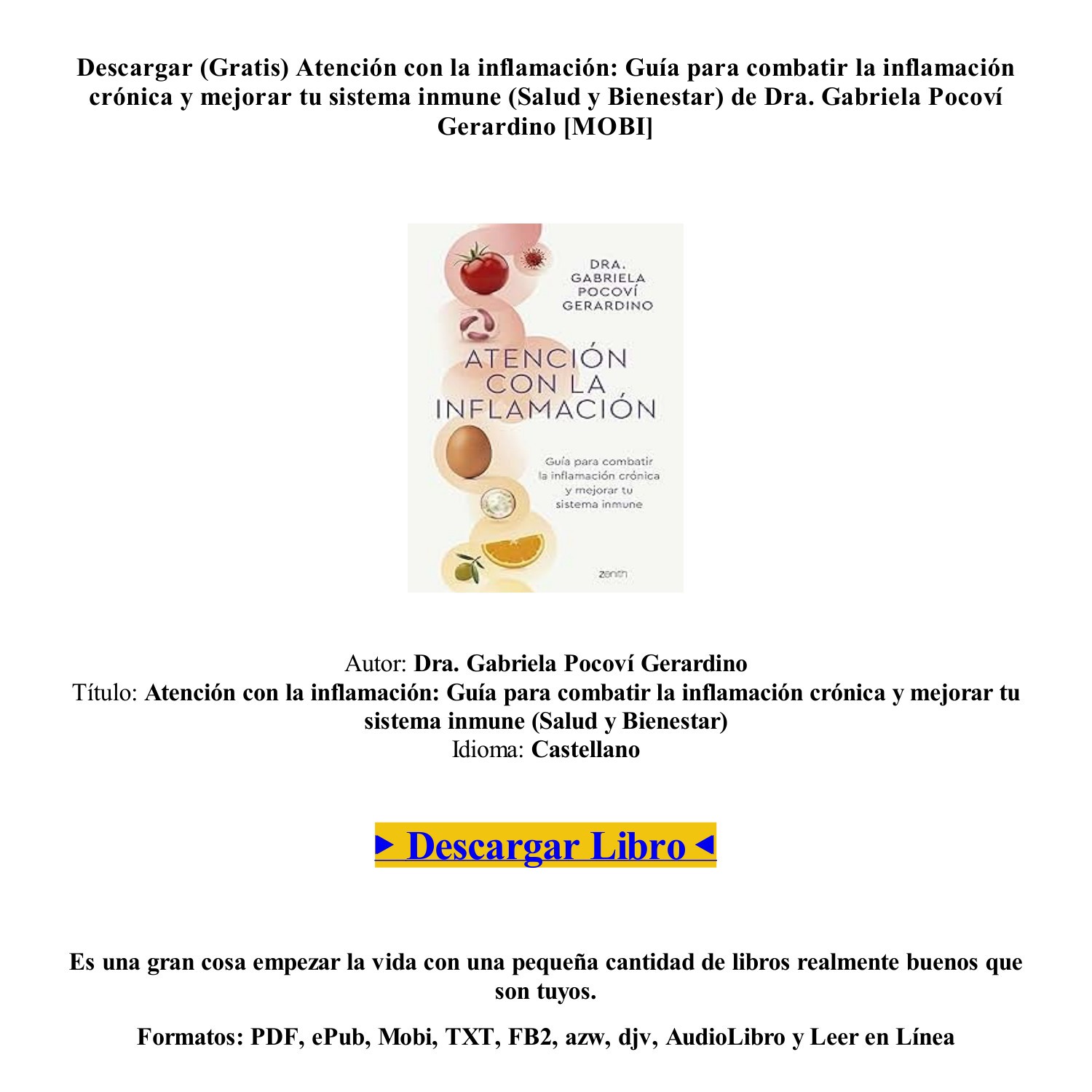 [GRATIS] [EPUB PDF] Atención con la inflamación de Dra. Gabriela Pocoví ...