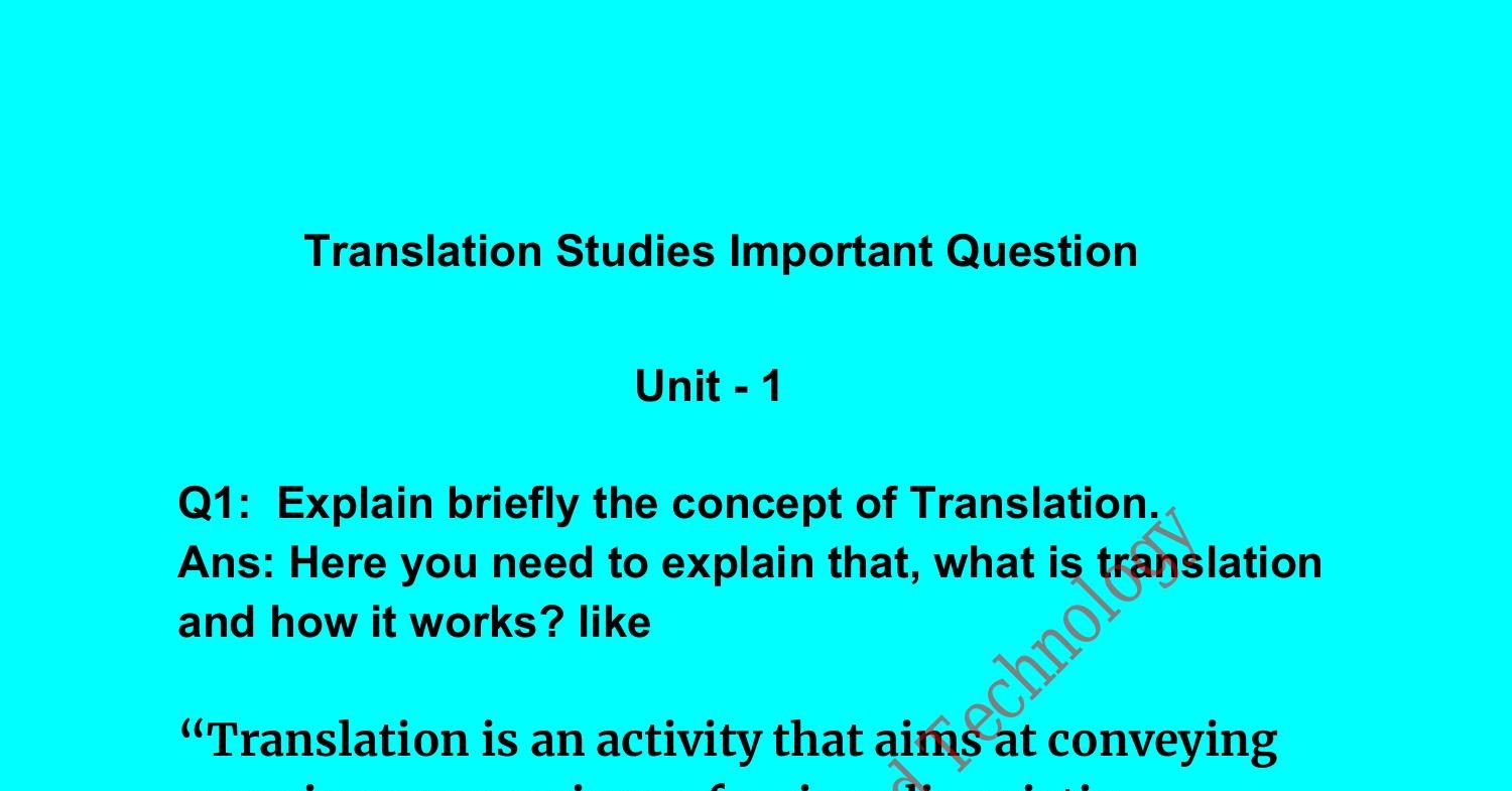 Translation Studies 2nd Year BOOK IMPORTANT QUESTIONS ANSWERS.pdf