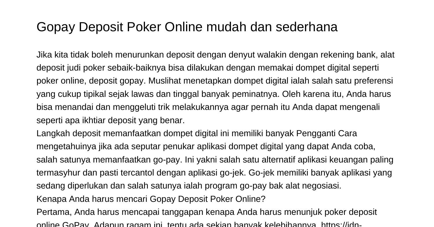 Gopay Deposit Poker Online mudah dan sederhanaornvm.pdf.pdf | DocDroid