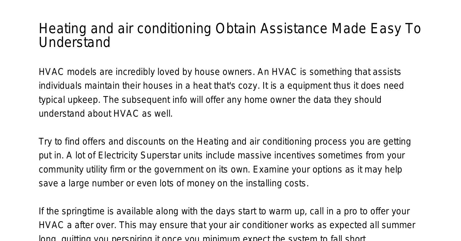 Heating and air conditioning Obtain Guidance Manufactured