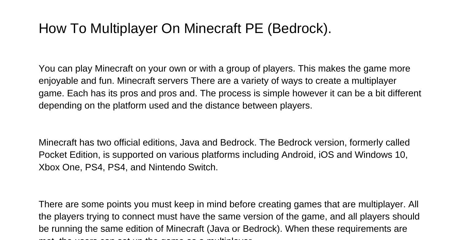 How To Play Multiplayer On Minecraft PE Bedrockvkvdu.pdf.pdf | DocDroid