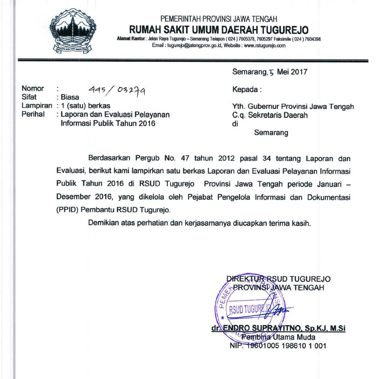 Contoh Surat Iringan Laporan