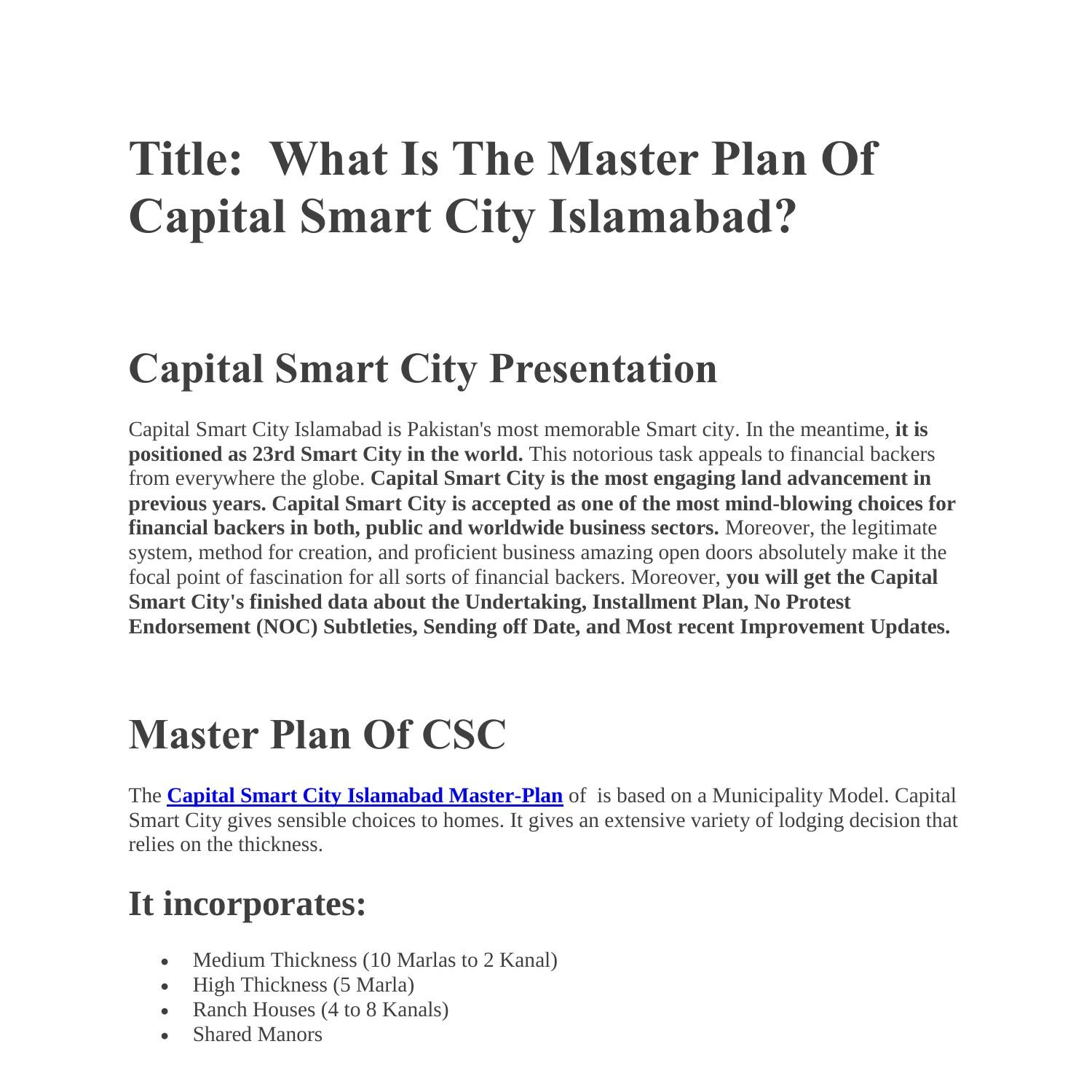 What Is The Master Plan Of Capital Smart City Islamabad.pdf | DocDroid