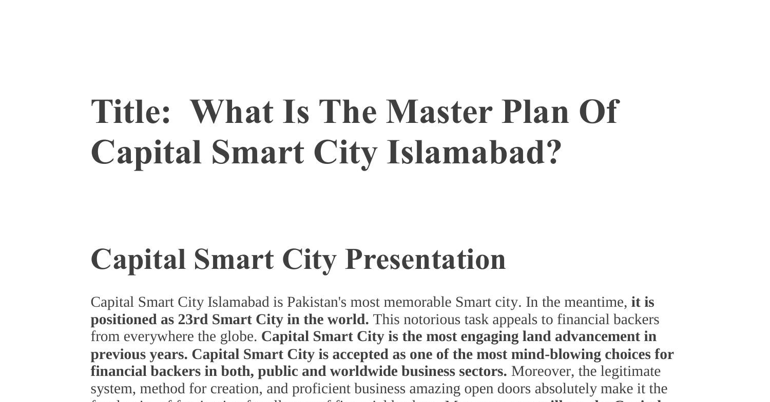 What Is The Master Plan Of Capital Smart City Islamabad.pdf | DocDroid