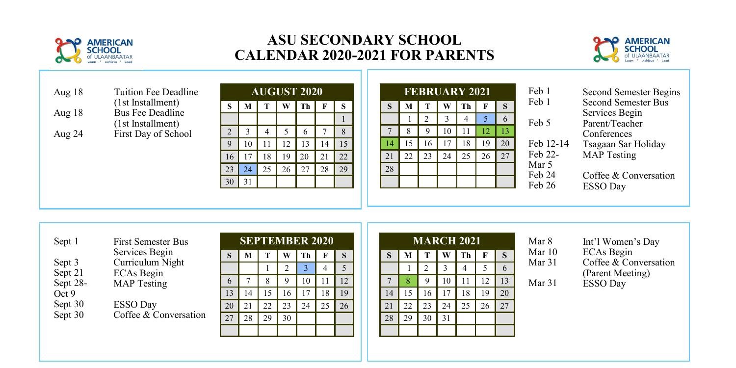 Asu 2021 Calendar Calendar 2021