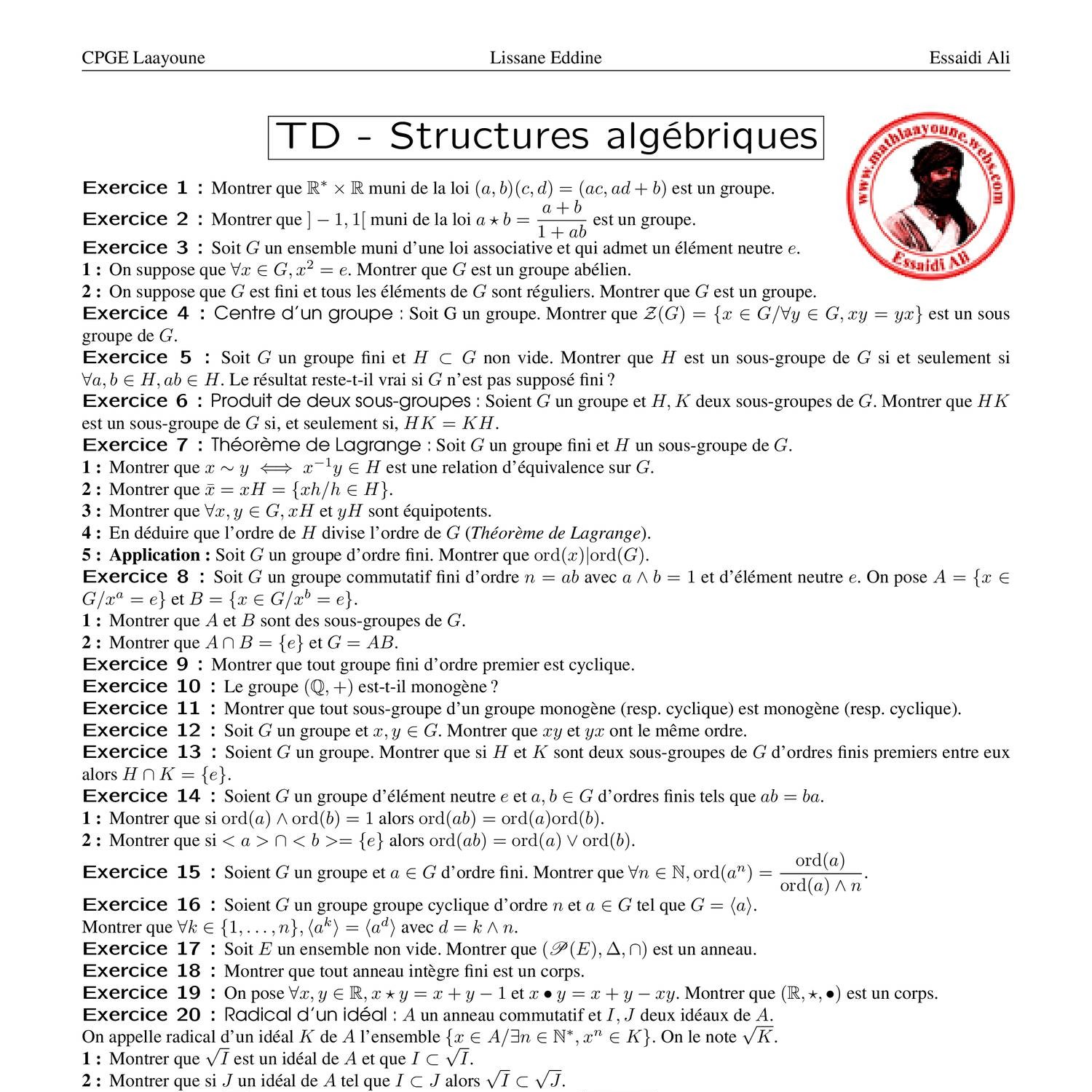 TD - Structures algébriques.pdf | DocDroid