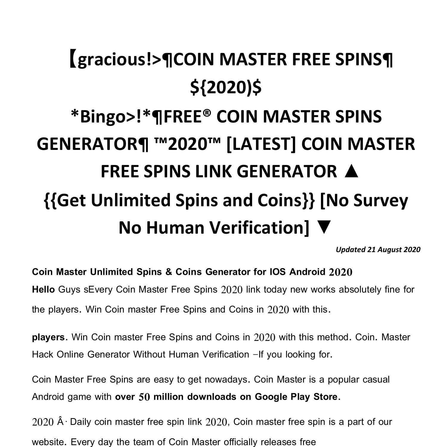 Daily Coin Master Links] Today's Free Spins & Coins Generator