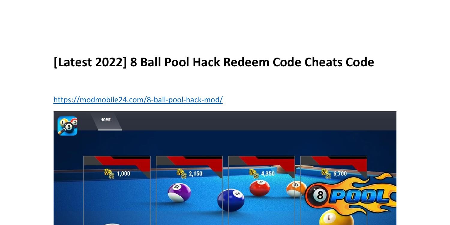 Latest 2022] 8 Ball Pool Hack Redeem Code Cheats Code.pdf