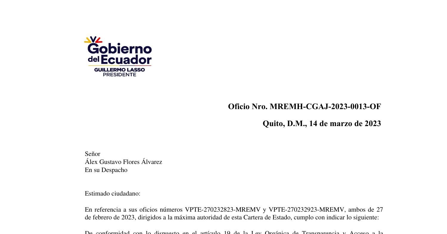 Oficio respuesta Canciller JC Holguín MREMH-CGAJ-2023-0013-OF - Caso
