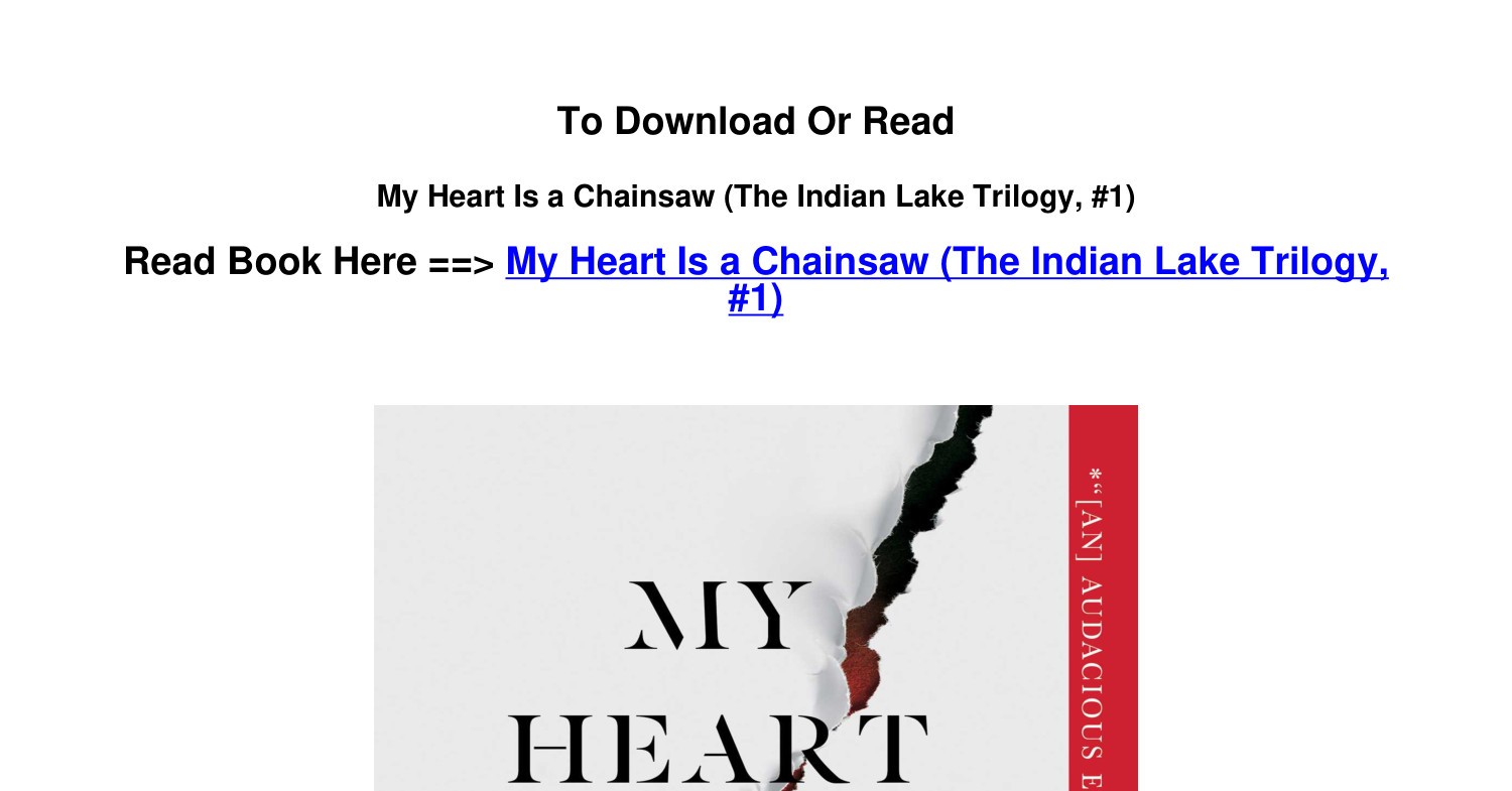 pdf DOWNLOAD My Heart Is a Chainsaw The Indian Lake Trilogy 1 BY