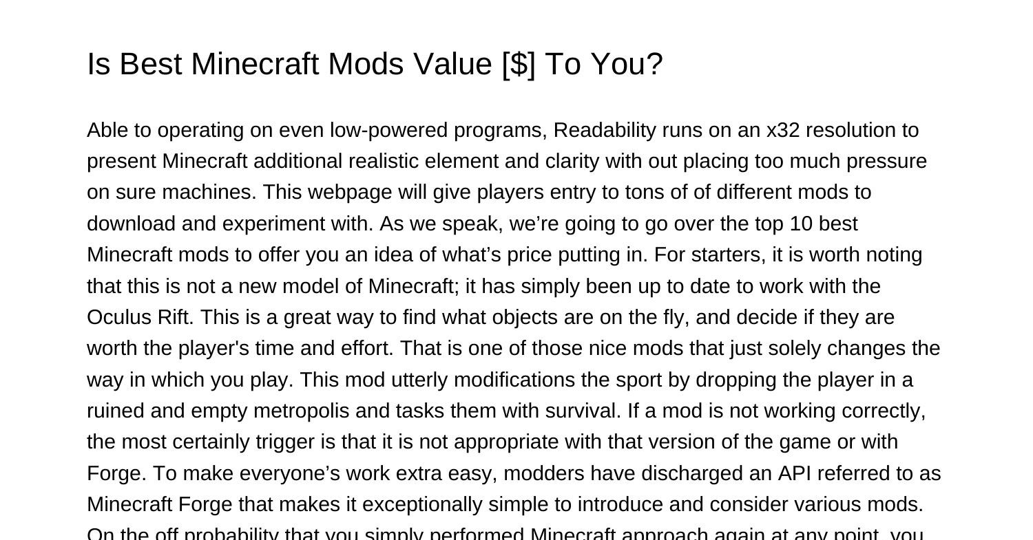 Is Best Minecraft Mods Worth To Youbeybl.pdf.pdf | DocDroid