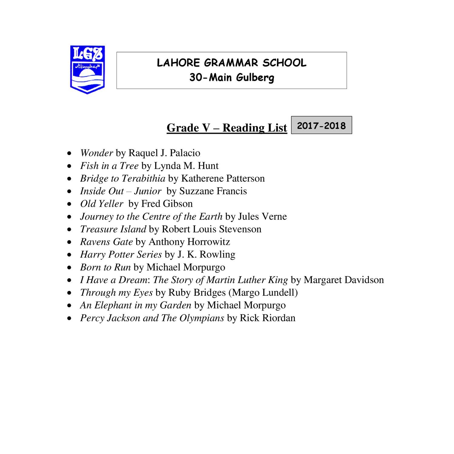 Grade 5 reading list pdf docdroid