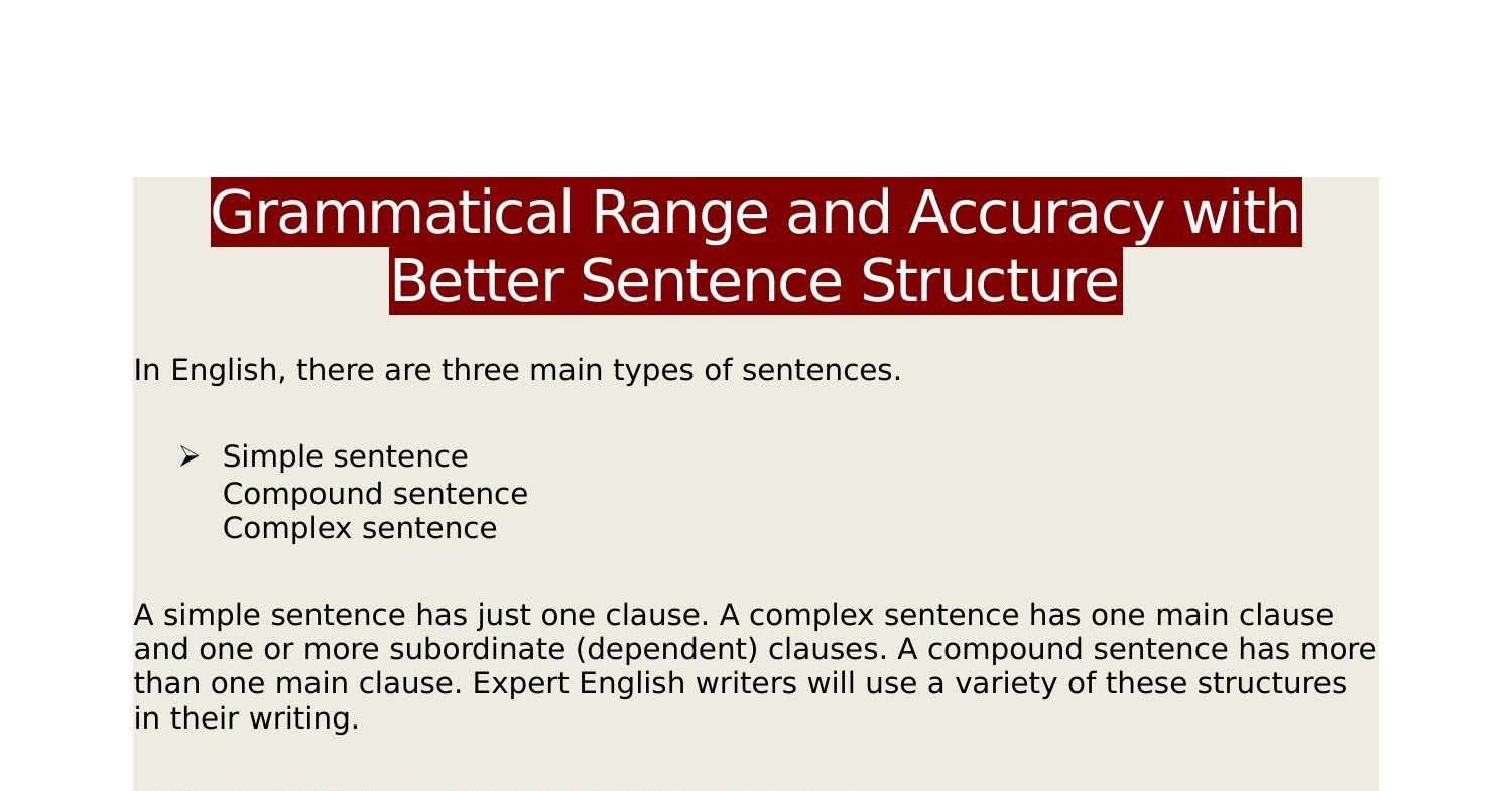 Grammatical Range And Accuracywith Better Sentence Structurepdf Docdroid