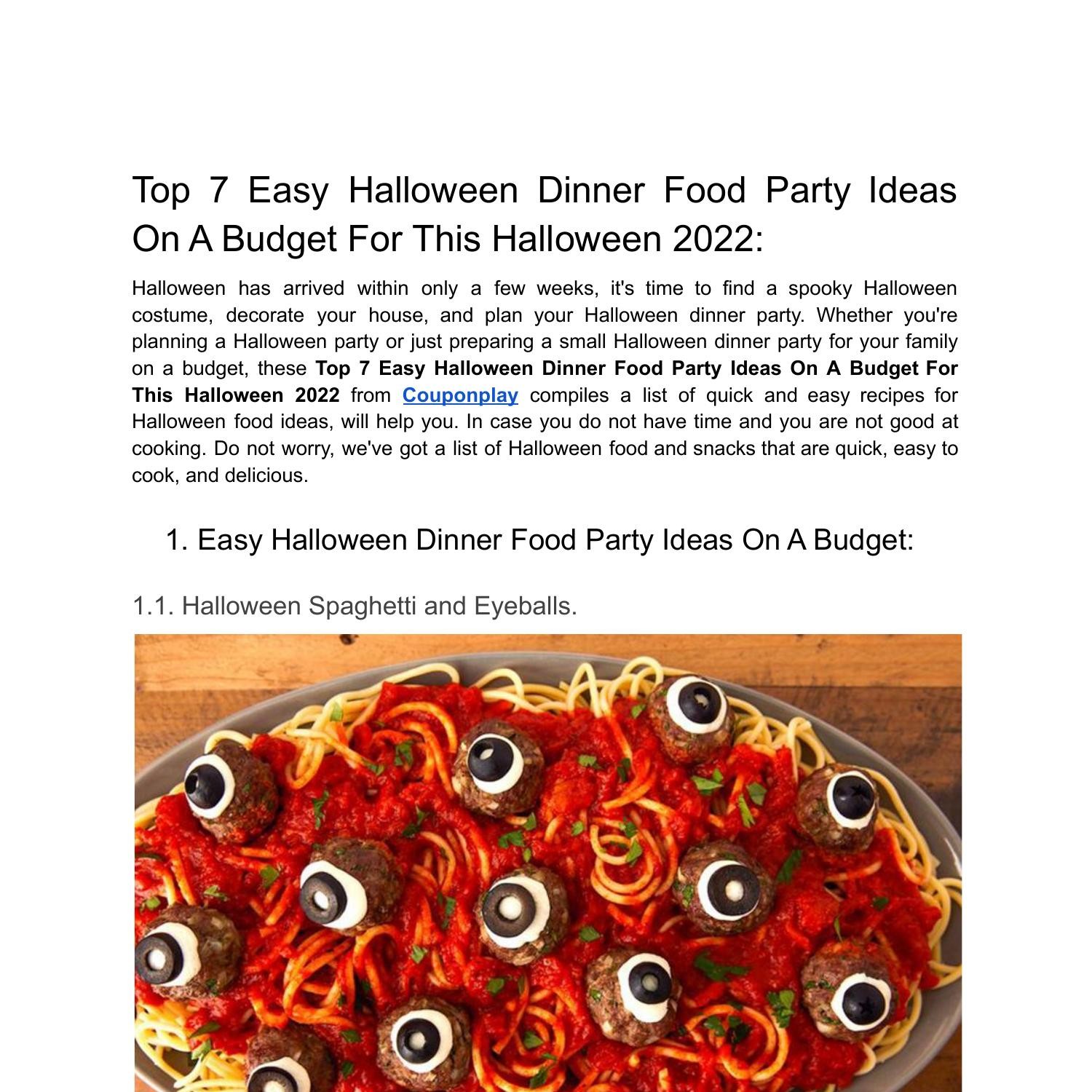 Top 10 Easy Halloween Dinner Food Party Ideas For Adults This Halloween ...