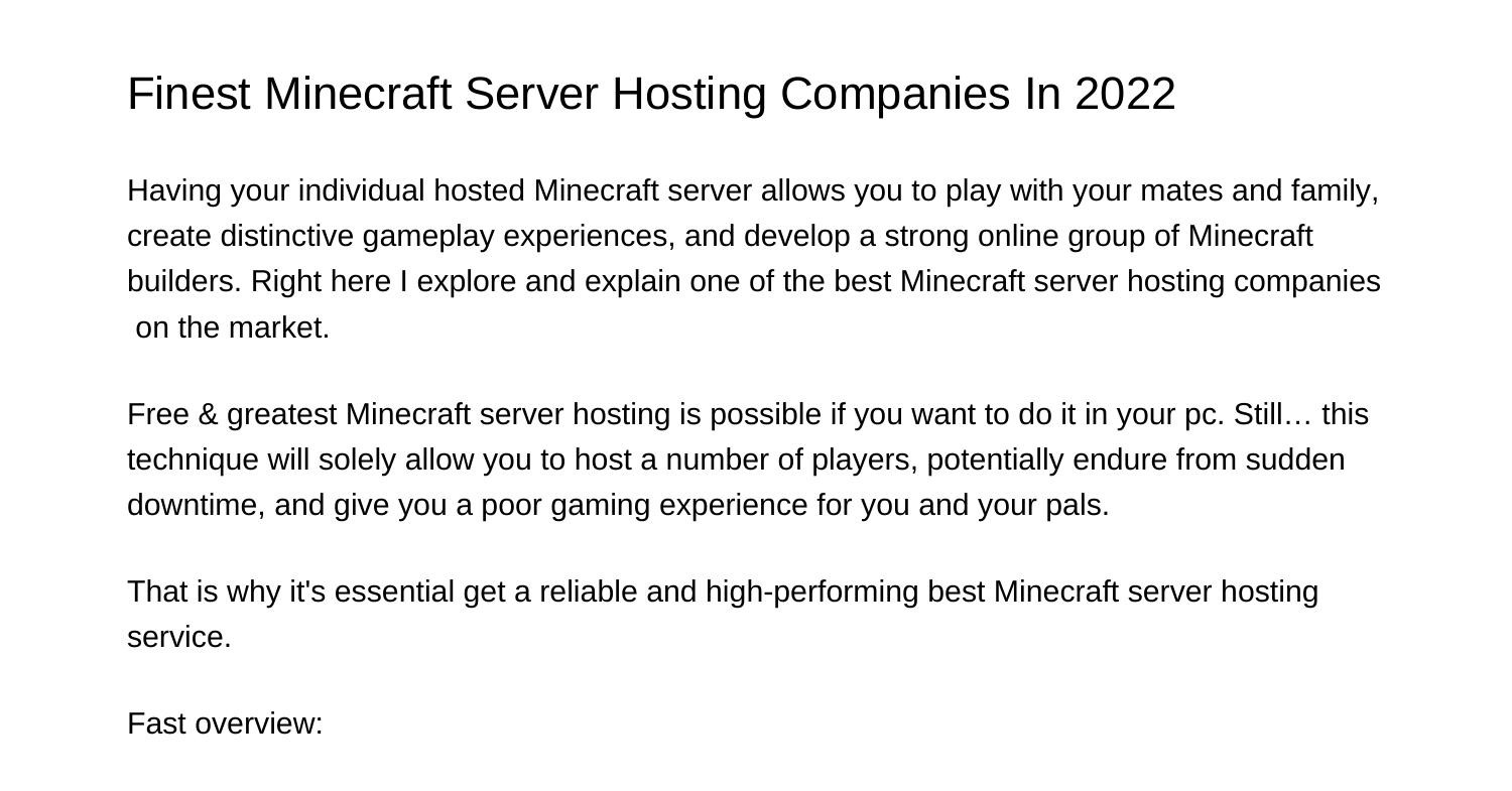Best Minecraft Server Hosting Companies In 2022xmbqd pdf pdf DocDroid