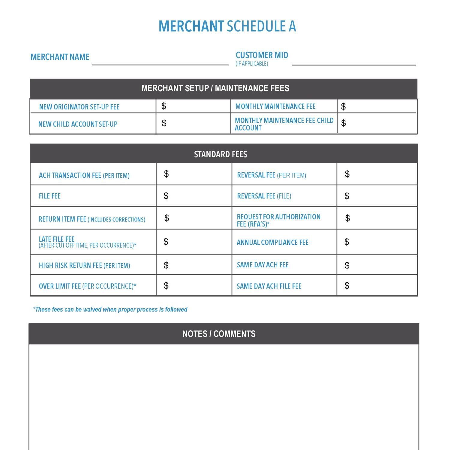 ACH Merchant Schedule A - Blank.pdf | DocDroid