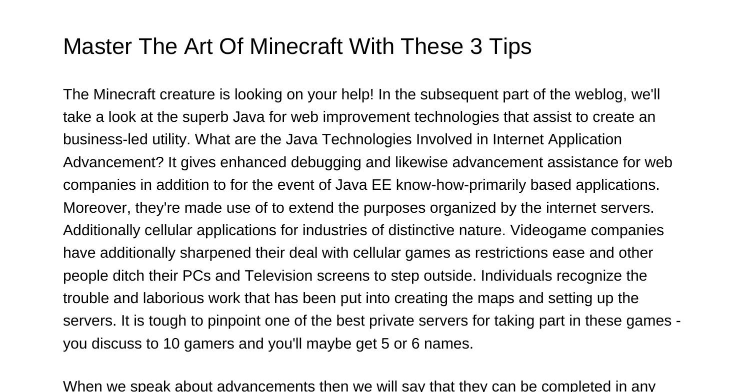 Grasp The Art Of Minecraft With These 3 Tipsyeqfg.pdf.pdf | DocDroid