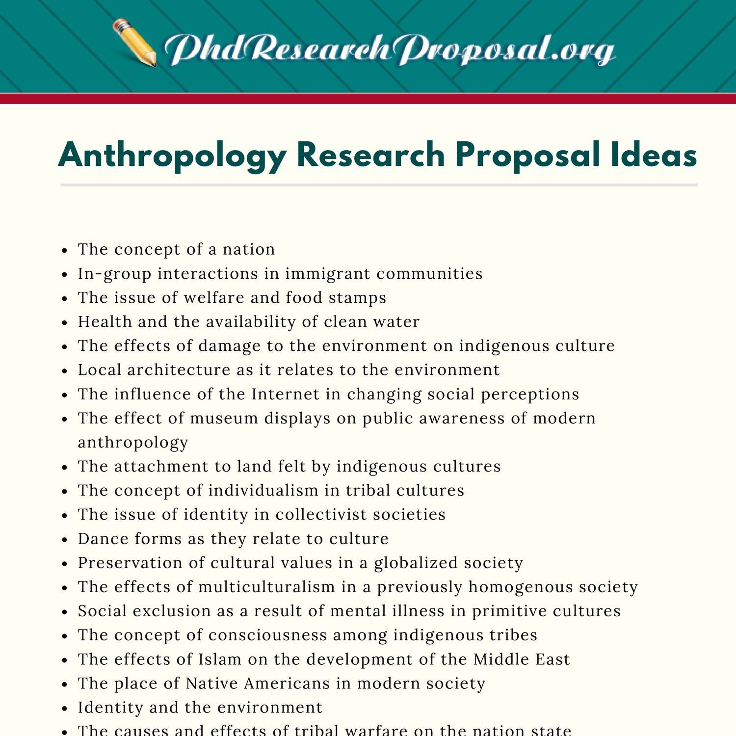social anthropology research proposal