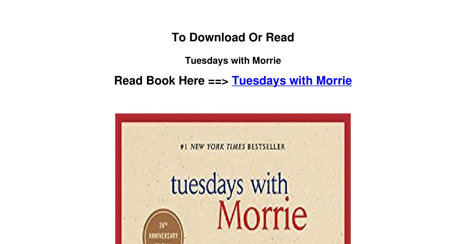 Download PDF Tuesdays with Morrie BY Mitch Albom.pdf | DocDroid